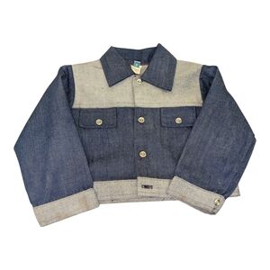 Vintage 1980s L'il Kricket Baby Denim Jacket Colorblock Gray Blue 4T Made in USA